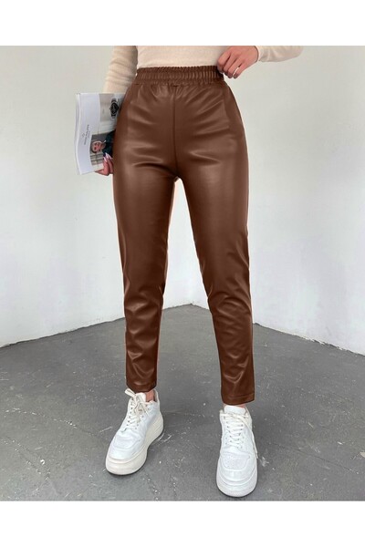 Modamorfo Ελαστικό δερμάτινο παντελόνι μέσης - μαύρισμα