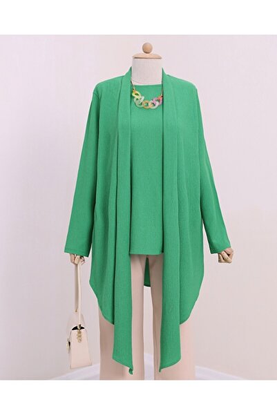 Modamorfo Shawl Collar Asymmetric Cut Necklace Crinkle Tunic