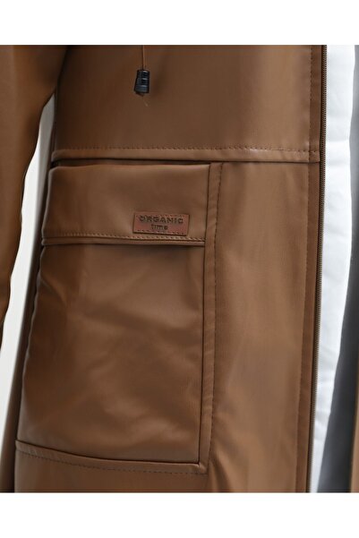 Modamorfo Bag with Zipper Closure Faux Leather Cap - Tan