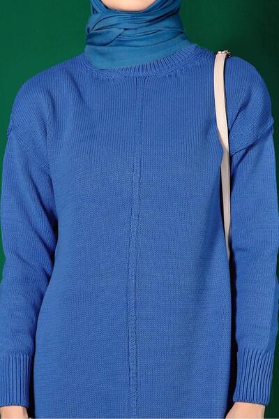 TRENDTESETTÜR WOMEN'S BLUE (NAIL BLUE) KNITWEAR TUNIC T 43120