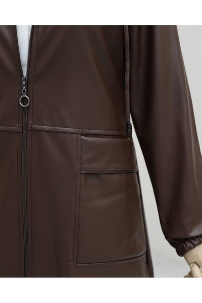 Modamorfo Bag with Zipper Faux Leather Cap - Brown