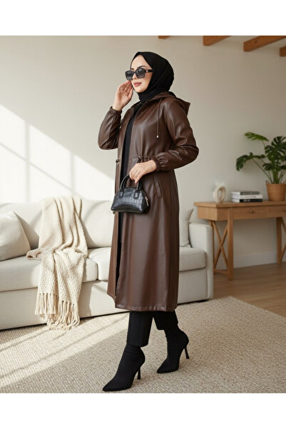 Modamorfo Geantă din piele cu glugă, cu buzunar, cu șireturi în talie și mâne...