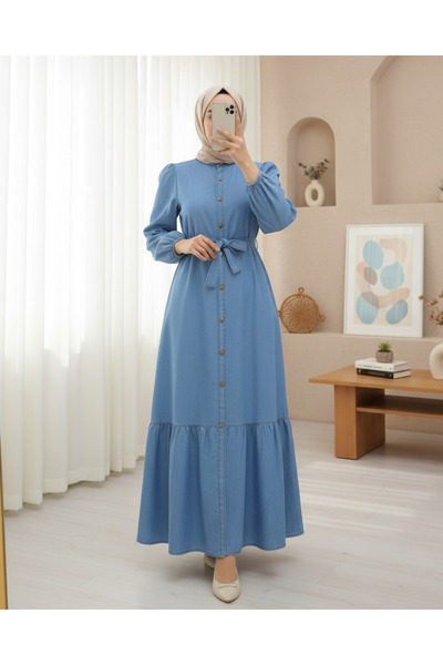 Modamorfo Blue Buttoned Skirt and Denim Dress