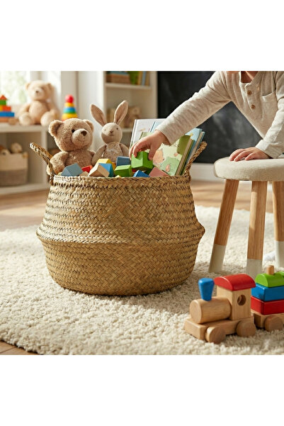 arteflora El Örgüsü Doğal Deniz Sazı Hasır Sepet FLÅDIS – Dekoratif, Çok Amaç...