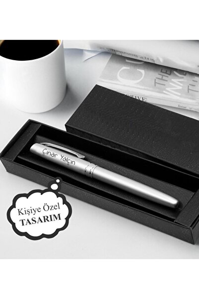 İlgimi Çekiyor Kişiye Özel Açık Gri Renk Metal Tükenmez Roller Kalem