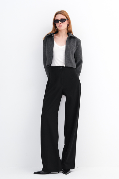 Addax High Waist Wide Leg Trousers Pn8130 - Dk14