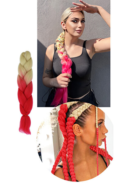 TAKIŞTIR 60 εκ. 100 γρ. Αφρικανική Τζάντζι Πλεξούδα Κουτί Πλεξούδα Δύο Χρώματα Ombre Συνθετικά Μαλλιά