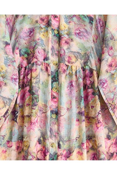 Modamorfo Half Button Mixed Pattern Sleeve Elastic Dress -G.Kurusu