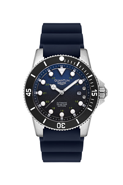 Quantum QUANTUM BAR1115.399 Men Automatic Display Watch & Silicone Strap Dark Blue