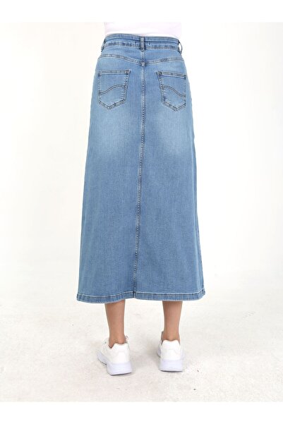 VELLICHOR Τζιν φούστα με φυσικό ύφασμα Star Rivet γαλάζιο