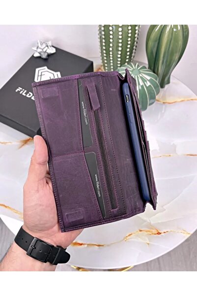 Fil Deri With Phone Compartment - Genuine Leather - Magnetic - Multi-Compartment - Wallet and Card Holder Vintage Leather 2047