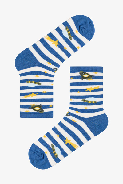 Penti Multicolored Boys' Stripe Spacecraft 4-Piece Socks
