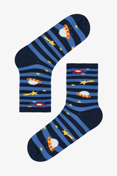 Penti Multicolored Boys' Stripe Spacecraft 4-Piece Socks