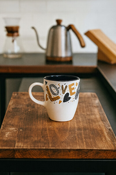 Keramika Matte White Love Themed Mug