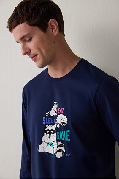 Penti Ανδρικό σετ πιτζάμες με λαιμόκοψη με σχέδιο ζώων