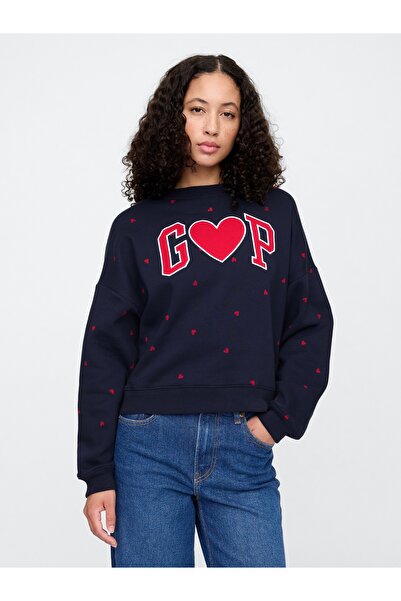 GAP Kadın Lacivert Gap Logo Oversize Fleece Sweatshirt