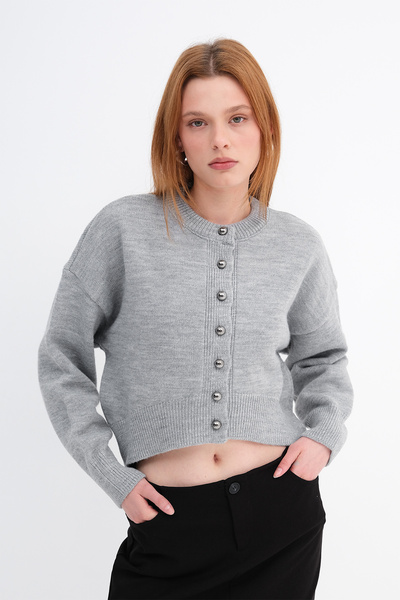 Addax Crew Neck Buttoned Knitwear Cardigan H3365-D7