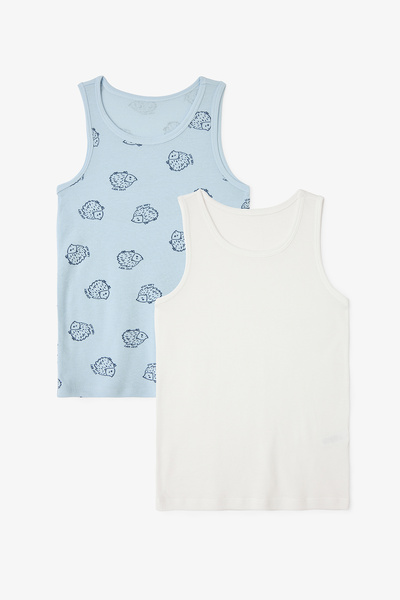 Penti Boy's Hedgehog Patterned 2-Piece Undershirt