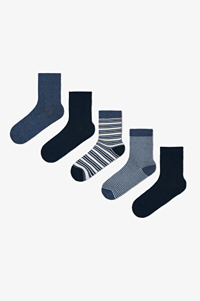 Penti Men's Blue Line Striped 5-Piece Socks