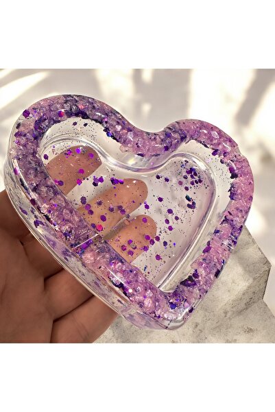 UNBREAKABLE ! Epoxy Decorative Ashtray Jewelry Box Handmade New Year Gift Ashtray Heart glitter
