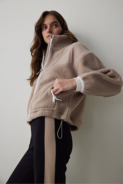 Penti Beige Thermal Effect Zippered Fleece Jacket