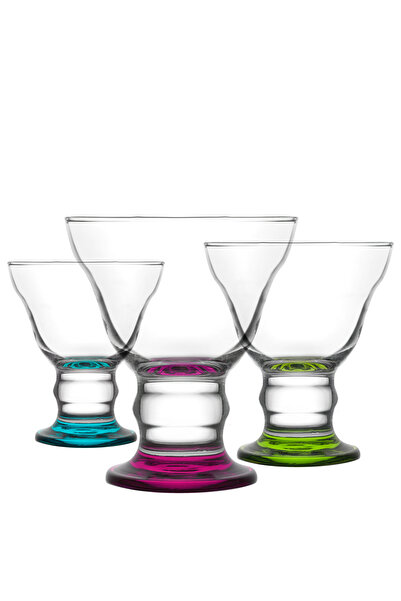 LAV Orion Cam Dondurma & Tatlı Kasesi 3'lü Küçük Boy 255 ml Karışık Renkli (Reçellik )