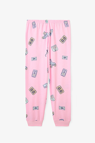 Penti Zweiteiliges Pyjama-Set für Mädchen aus Baumwolle mit Retro-Spielzeugmuster und langen Ärmeln