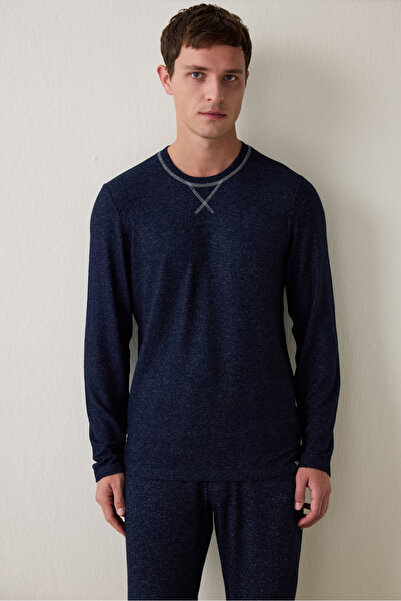 Penti Navy Blue Men's Basic Long Sleeve Pajama Set