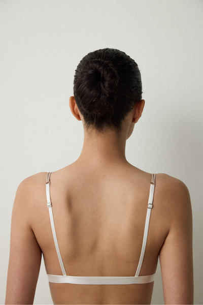 Penti Beige Underwire-Free Unpadded Micro Lace Triangle Bra