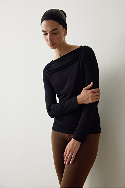 Penti Black Boat Neck Long Sleeve Top