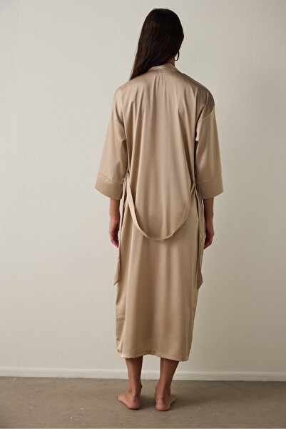 Penti Beige Concept Satin Dressing Gown with Tie Detail