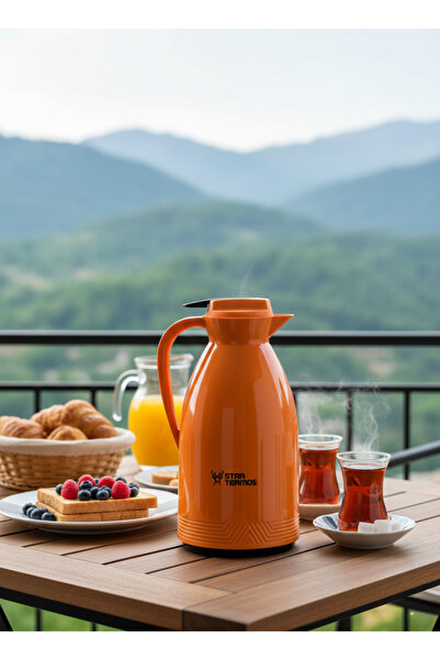 Star Termos 1.5 Liter Morepse Series Glass Thermos - Orange |   12 Hours of Warm Storage and 24 Hours of Cold Storage