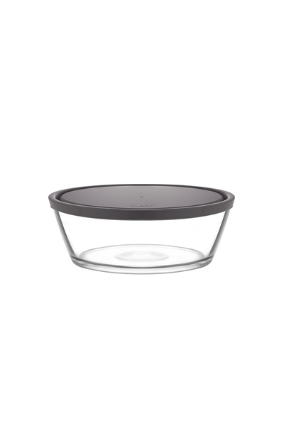 LAV وعاء تخزين زجاجي من فيجا، حجم كبير واحد، 1130 مل، دائري، رمادي، بغطاء بلا...