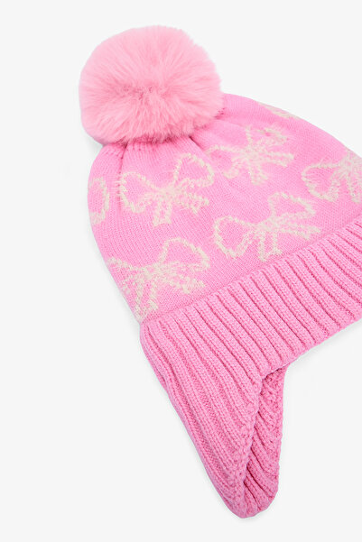 Penti Rosa gestreifte Schleifenmütze für Mädchen