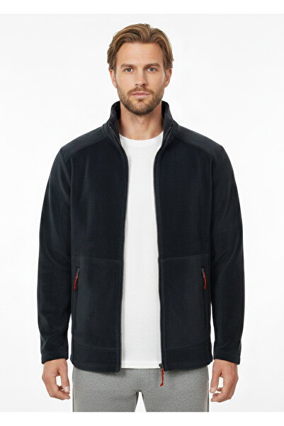 Cottonland Erkek BROOKS Rahat Kesim Fermuarlı Kalın Polar Ceket COBALT GRİ