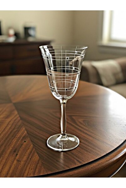 DECOSTYLE Orjin Taş Süslemeli Ayaklı Bardak Seti 6 Adet – Dekorlu Kristal Görünümlü Şık Sunum Bardakları