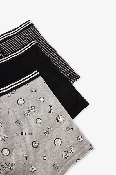 Penti Ανδρικά μπόξερ 3 τεμαχίων με γεωμετρικό σχέδιο από οργανικό υλικό με κανονική μέση