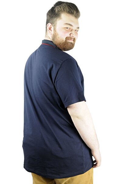 ModeXL Mode Xl Μπλουζάκι μεγάλου μεγέθους Polo Lycra Single Jersey Pocket 21558 Navy Blue