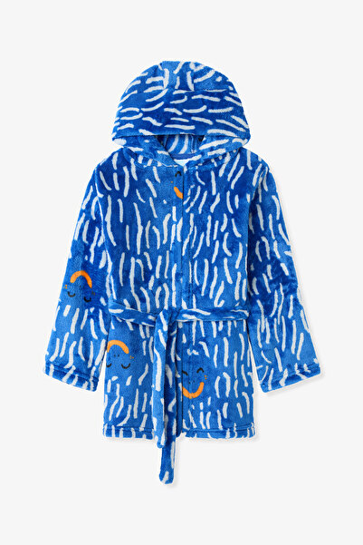Penti Midnight Blue Boy's Yeti Monster Patterned Dressing Gown