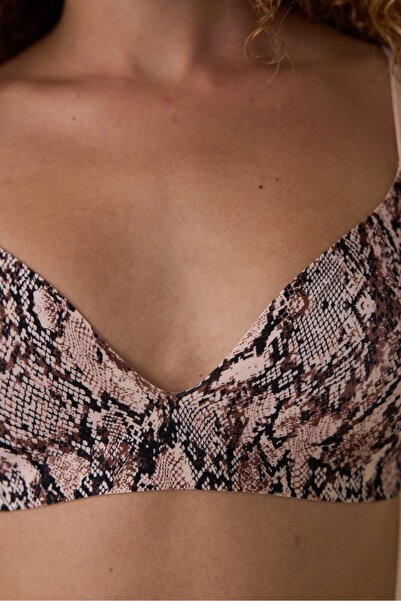 Penti Tattoo Effect Stitch-Free Detachable Covered Triangle Bra Without Underwire