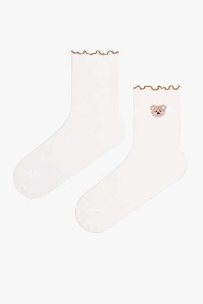 Penti 2 Paar Baumwollsocken mit Bärenstickerei und Rüschen