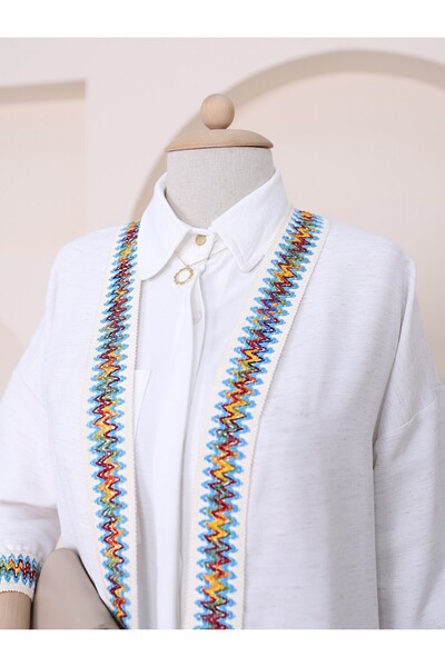 Modamorfo Vászon kimonó - színes és csíkos részletek