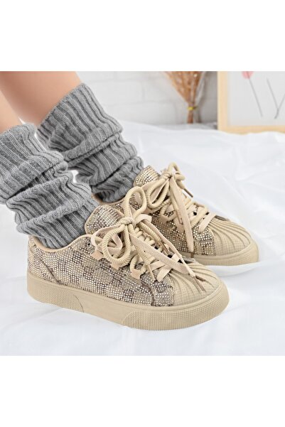 Tmall Pantofi sport pentru femei, din piele ecologică, cu strasuri, D1395, kaki