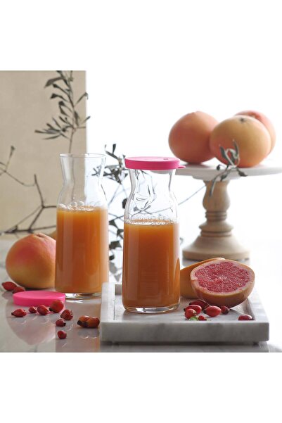 LAV Fonte Cam Karaf Tekli 0,7 L Pembe Silikon Kapaklı (Sürahi )