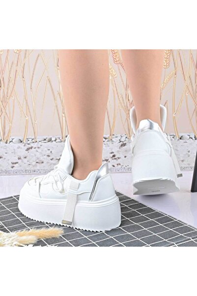 Tmall Women's Sports Shoes, With Platform, Made of -leather, D1413, White