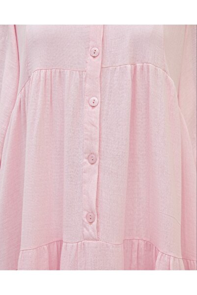 Modamorfo Φόρεμα μουσελίνας με μισό κουμπί - Πούδρα