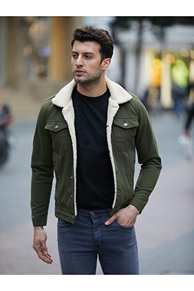 comstar Men's Fur Lined Denim Jacket