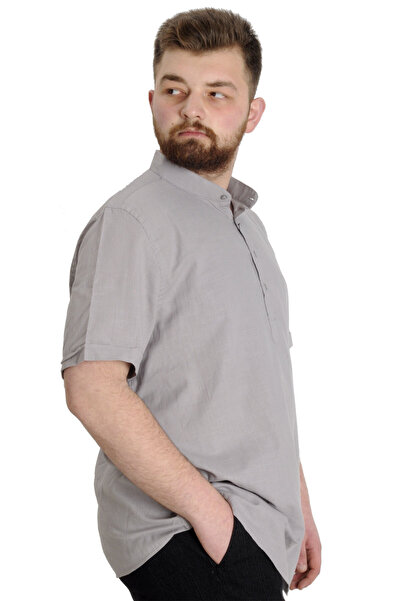 ModeXL Men's Short Sleeve High Collar - Mode XL Plus Size, Light Grey 20387