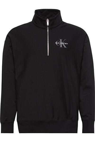 Calvin Klein Jeans s límcem na zip černá pánská mikina LV04RD236GUB1 LS PREMIUM TERRY MICR