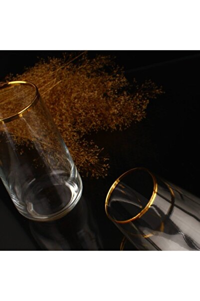 KristalGalerisi 6-Piece Soft Drink Glass Water Glass - Lal Sapphire Gold